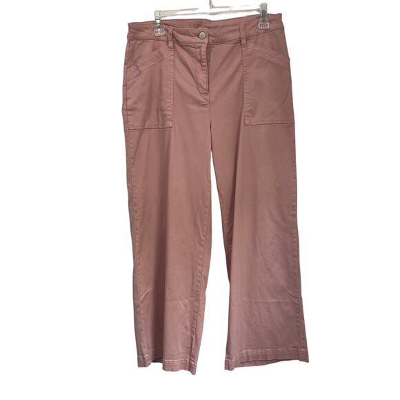 Joie Blush Pink Utility Pants Women’s Size 10 Wide Leg Cropped Casual Workwear - Picture 1 of 7